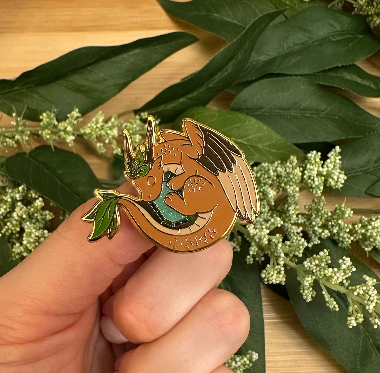 Emerald Dragon Enamel Pin