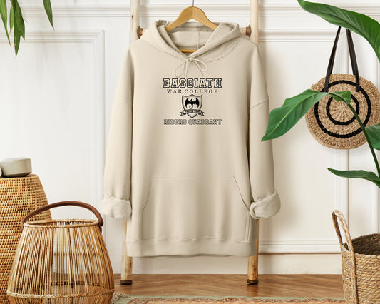 Embroidered Basgiath Unisex Hoodie with Black Lettering