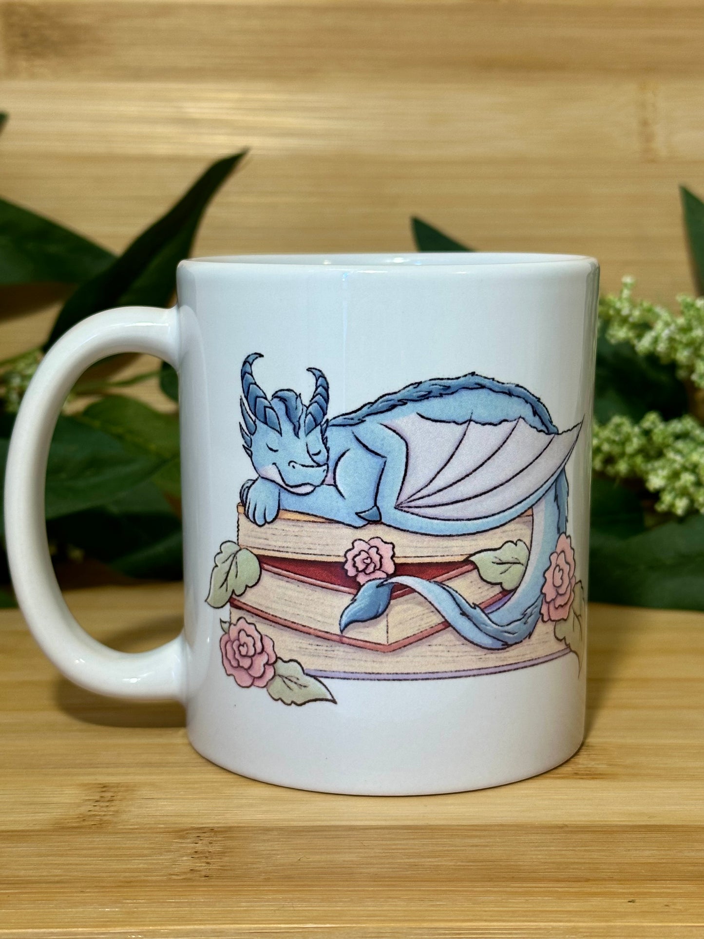 Sleepy Book Dragon Mug