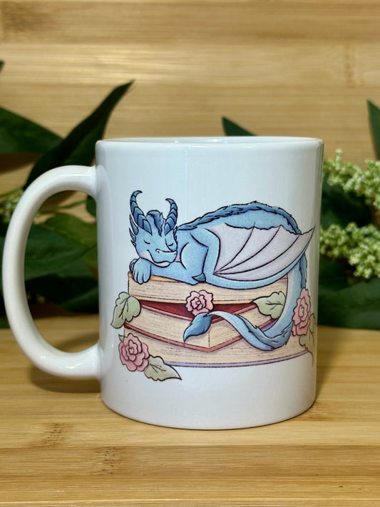 Sleepy Book Dragon Mug