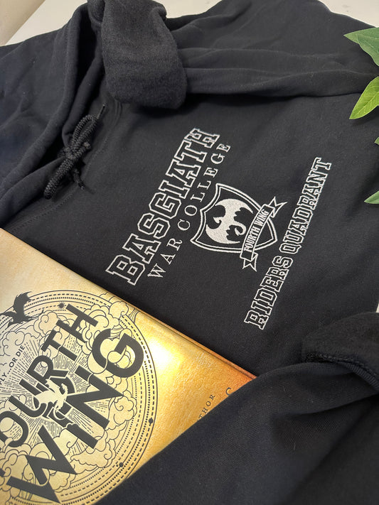 Embroidered Basgiath Unisex Hoodie With White Lettering