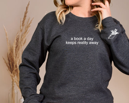 Embroidered A Book a Day Sweatshirt
