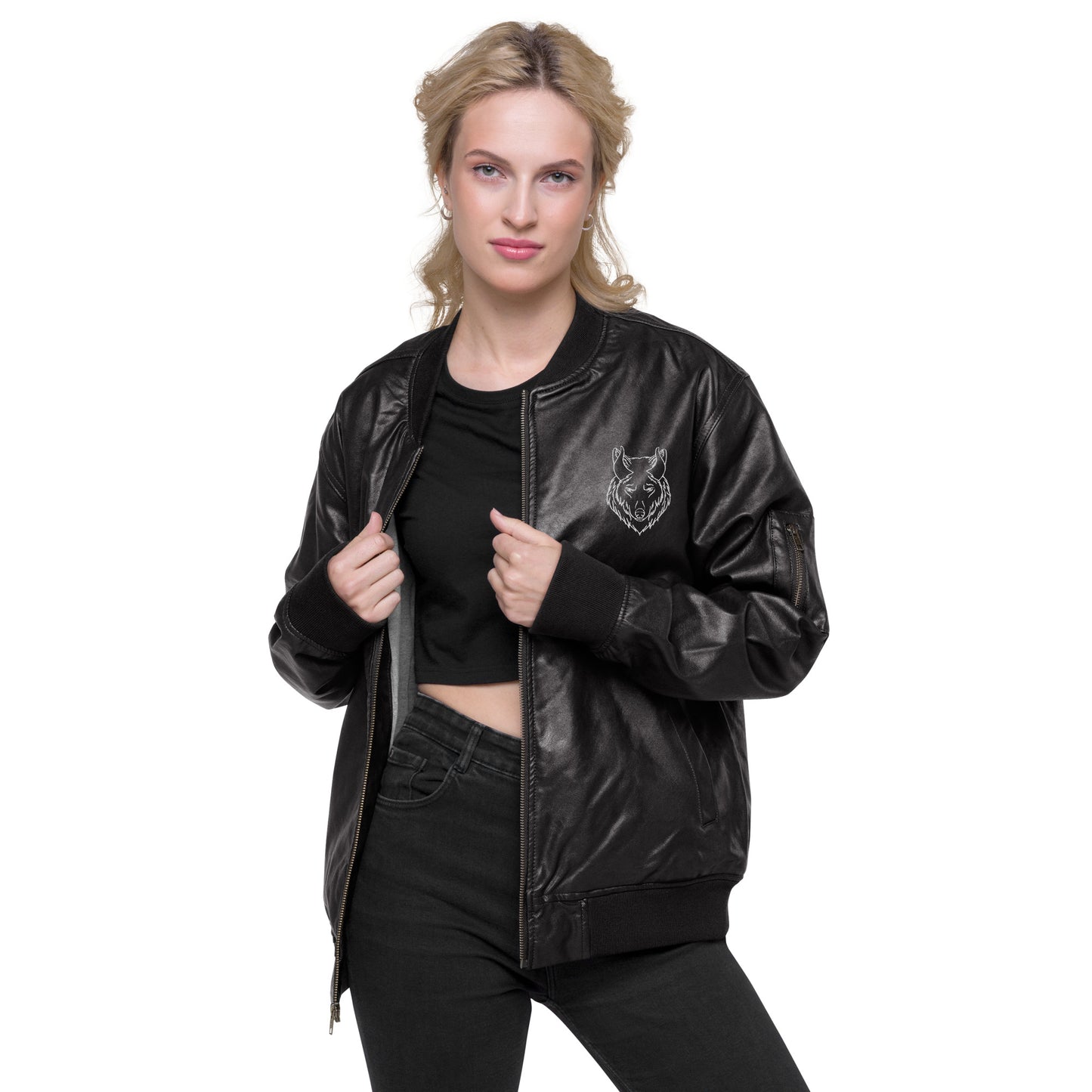 Embroidered Pack of Devils Leather Jacket