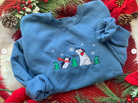 Embroidered Snowfall Buddies Unisex Sweatshirt