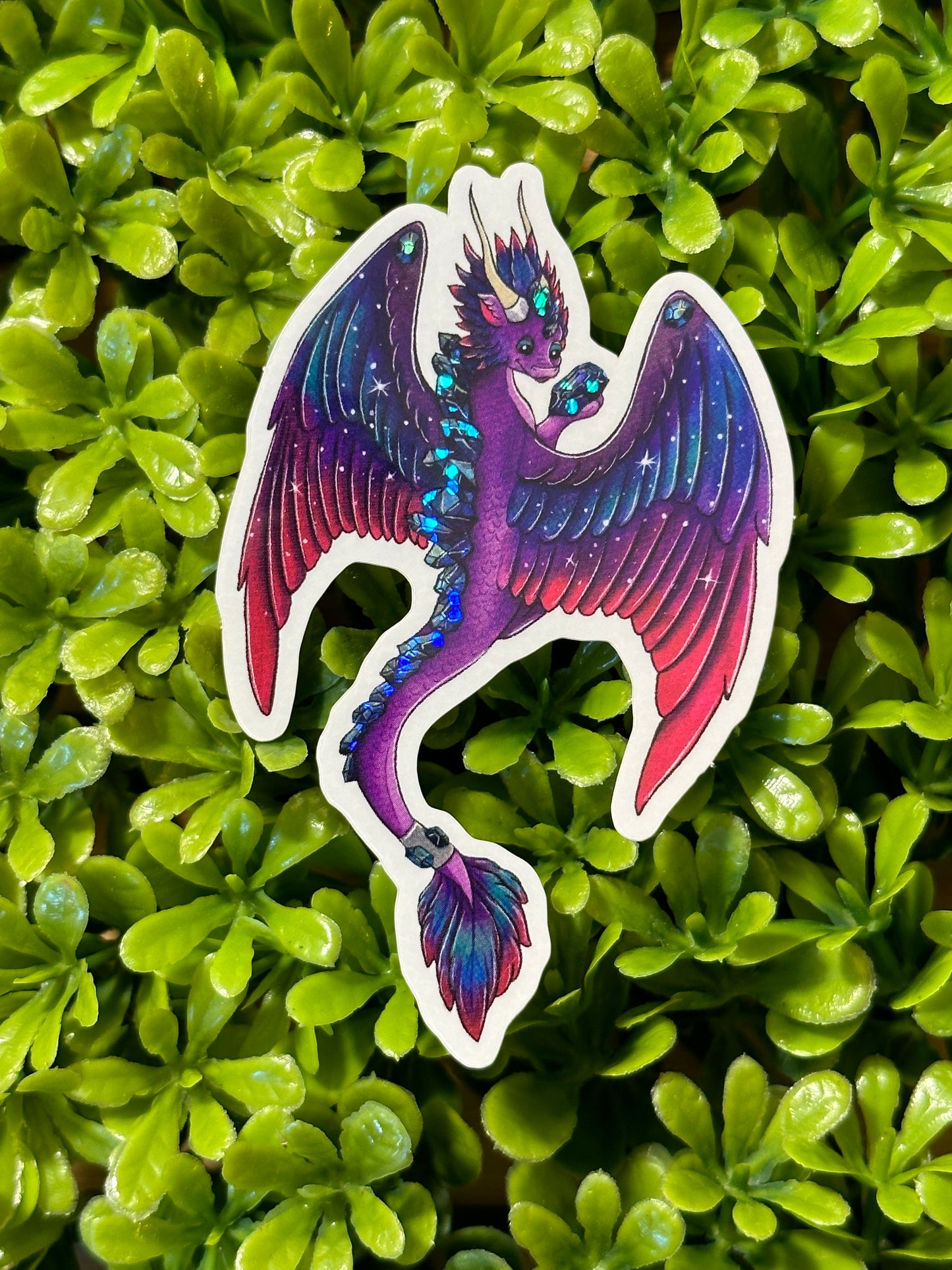 Glitter Sapphire Dragon Sticker