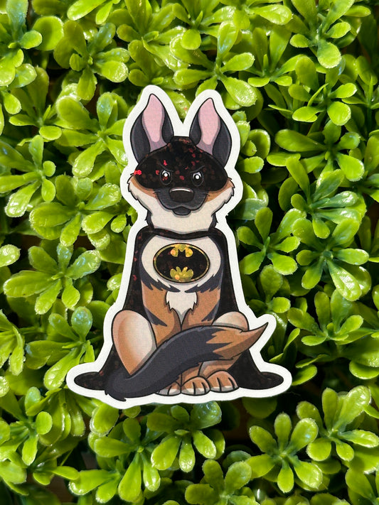 PREMIUM GLITTER German Shepard Superhero Sticker