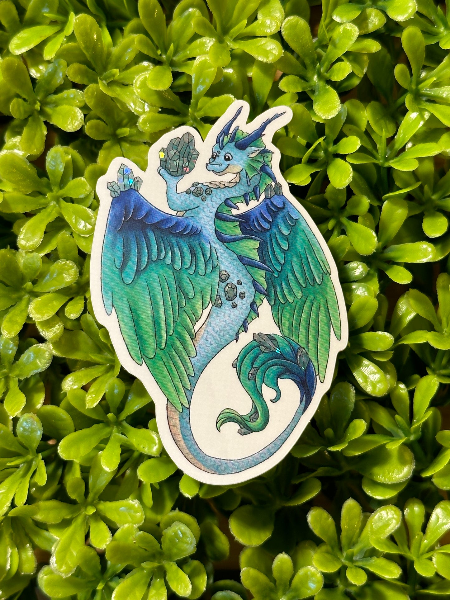 Glitter Aquamarine Dragon Sticker