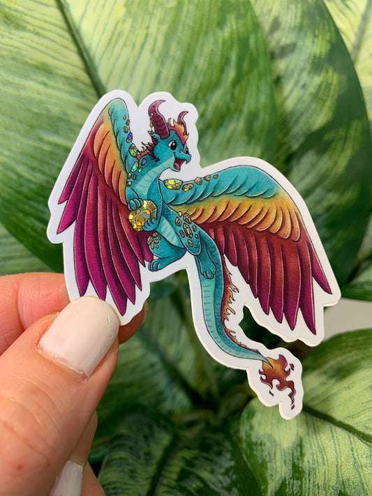 Glitter Citrine Dragon Sticker