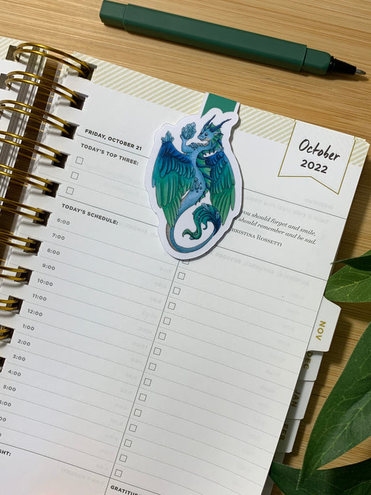 Aquamarine Dragon Magnetic Bookmark