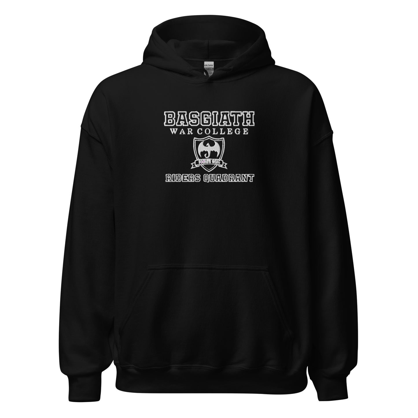 Embroidered Basgiath Unisex Hoodie With White Lettering