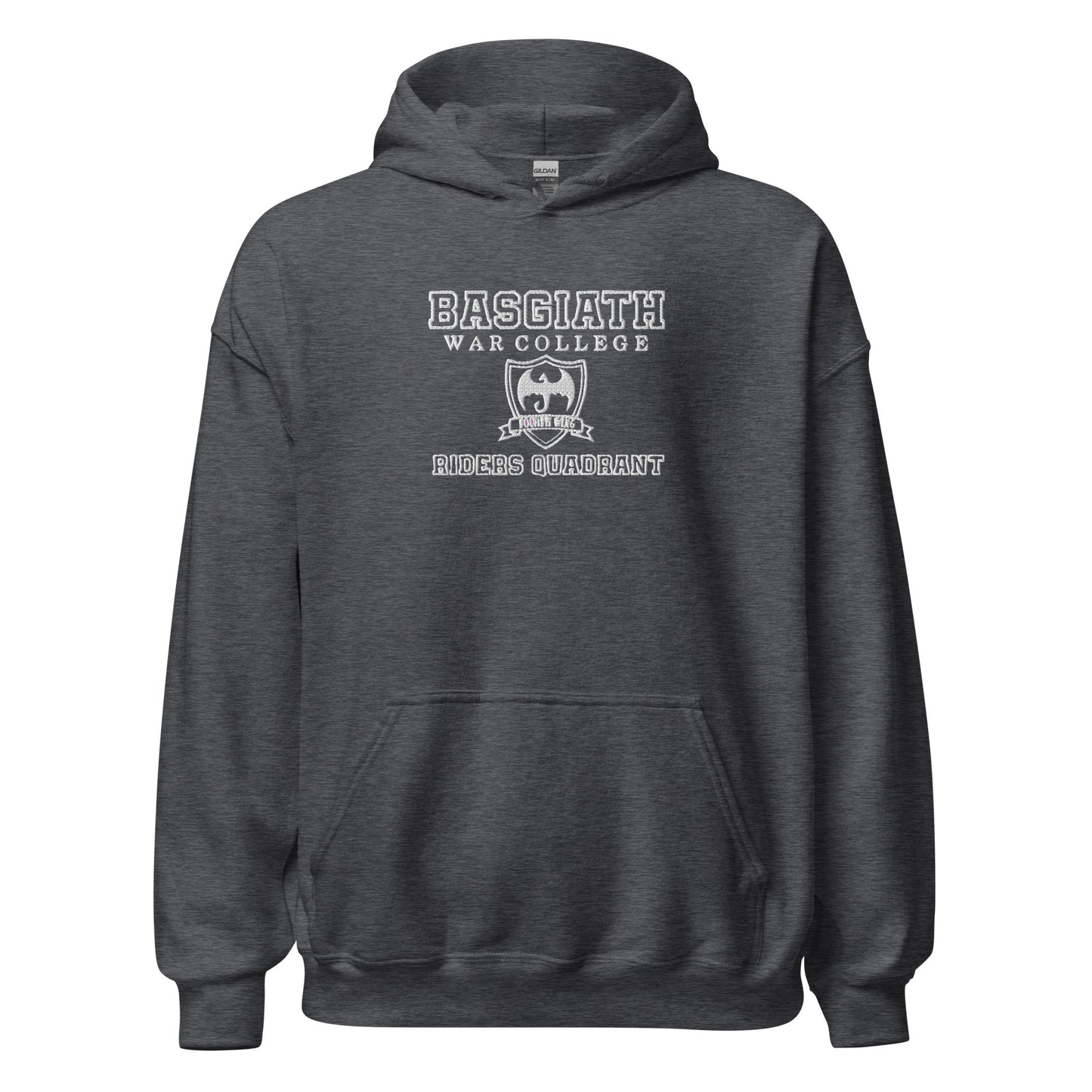 Embroidered Basgiath Unisex Hoodie With White Lettering
