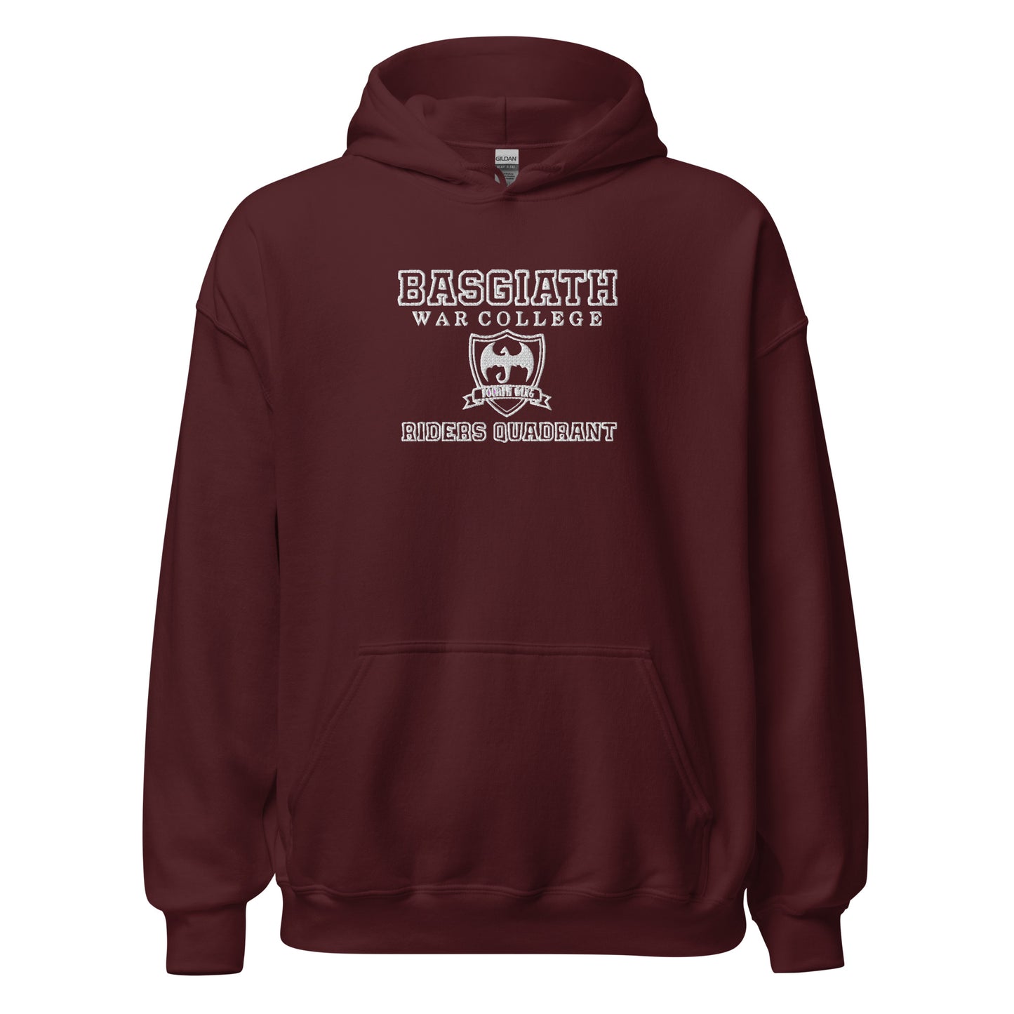 Embroidered Basgiath Unisex Hoodie With White Lettering