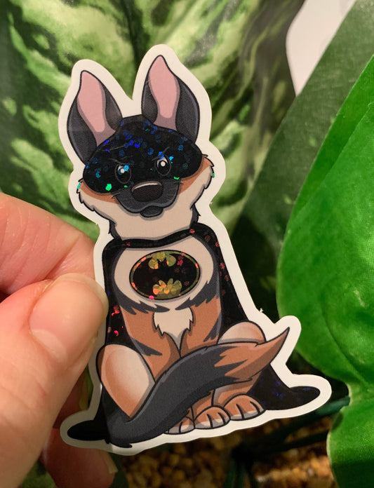 PREMIUM GLITTER German Shepard Superhero Sticker