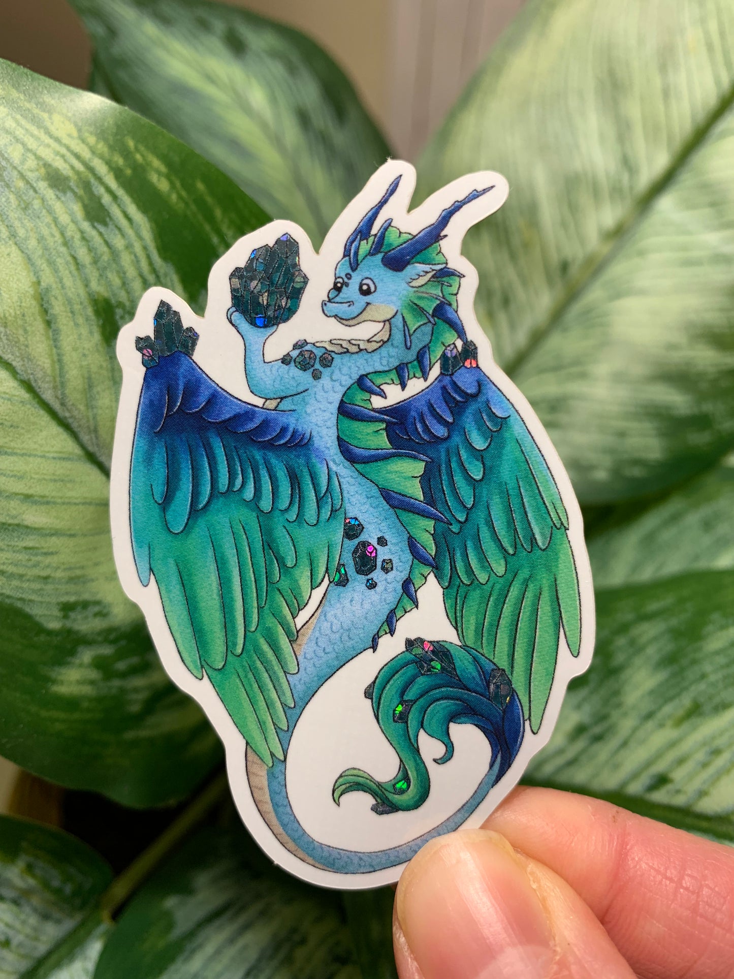 Glitter Aquamarine Dragon Sticker