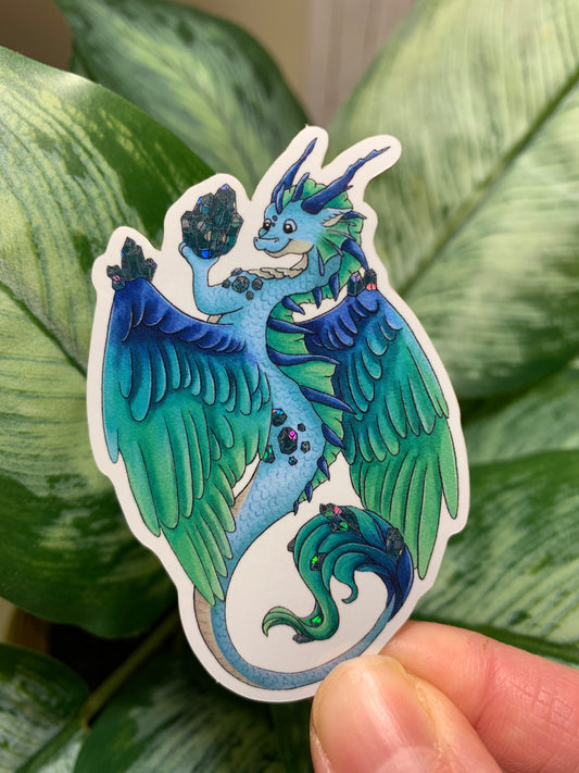 Glitter Aquamarine Dragon Sticker