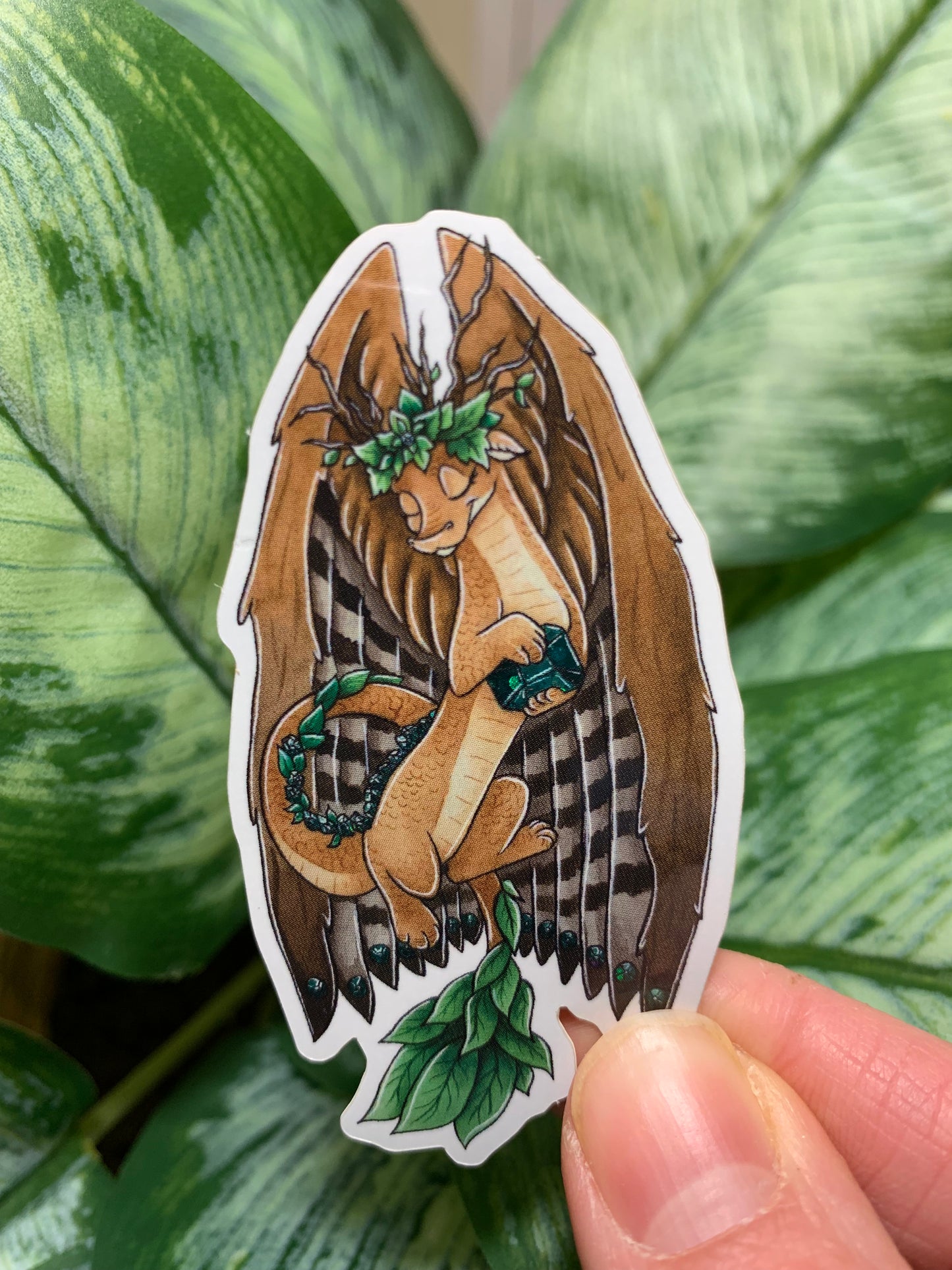 Glitter Emerald Dragon Sticker