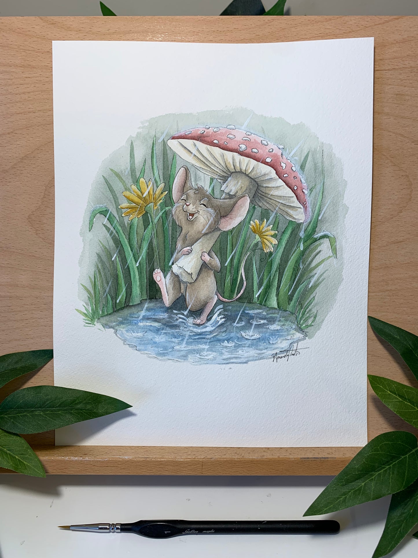 Original Painting: Rainy Day Stroll