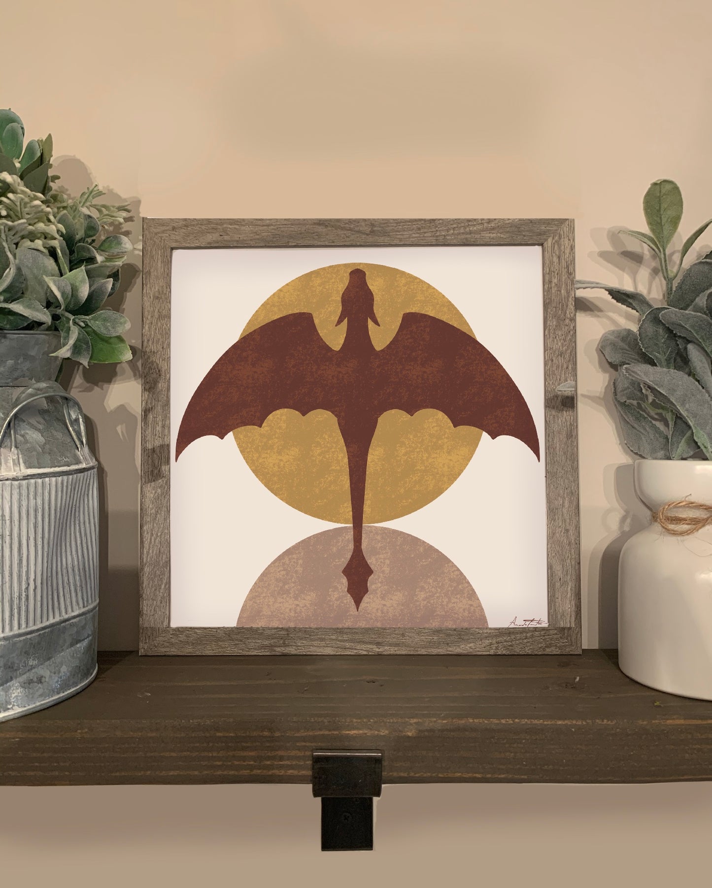 Boho Dragon Silhouette Print