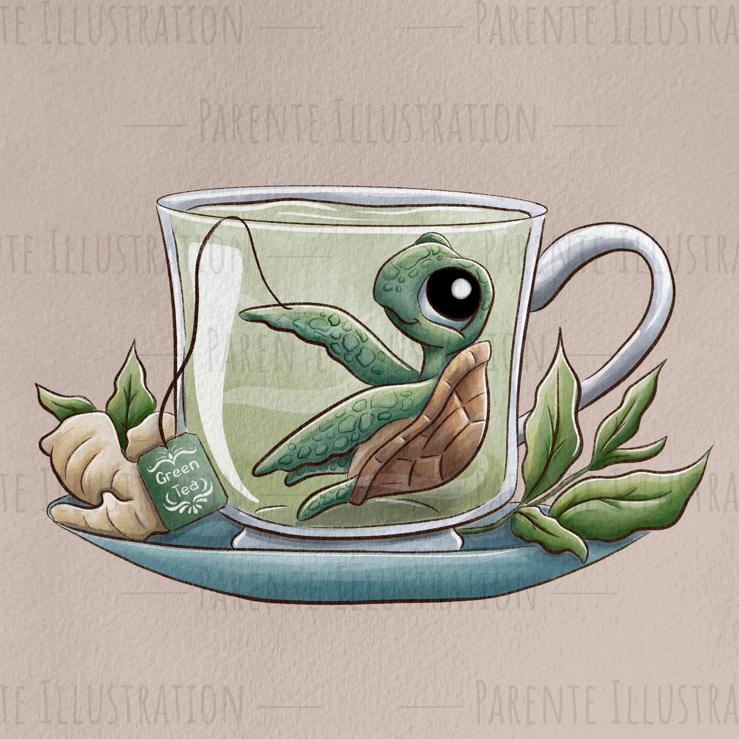 Tea Creatures Print: Sea Turtle