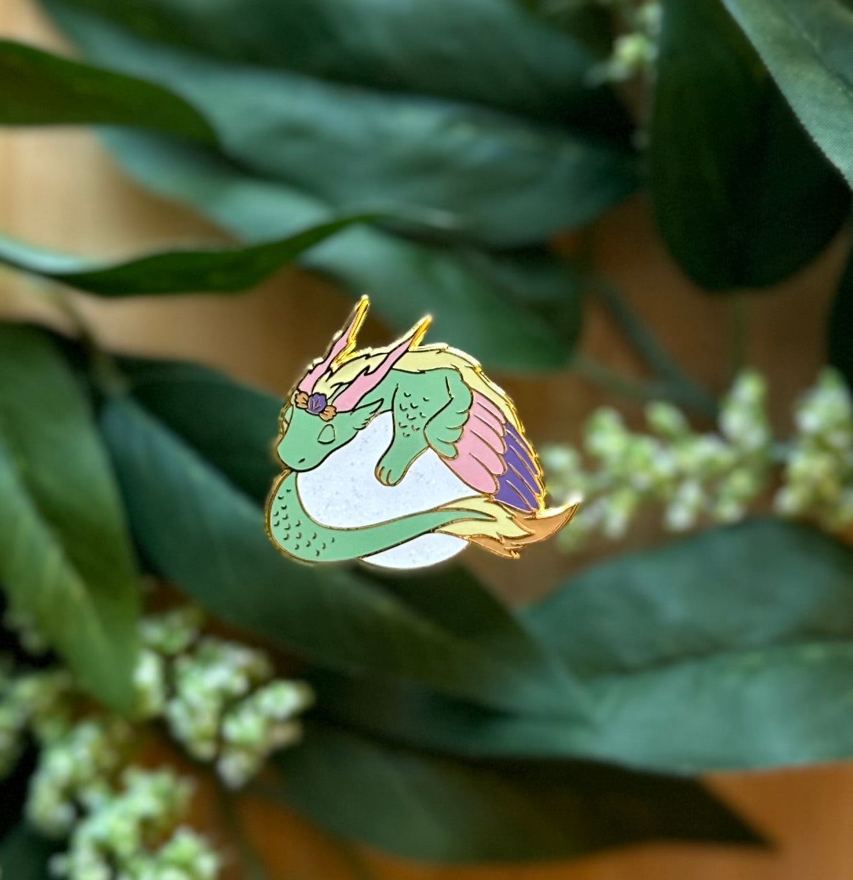 Pearl Dragon Enamel Pin