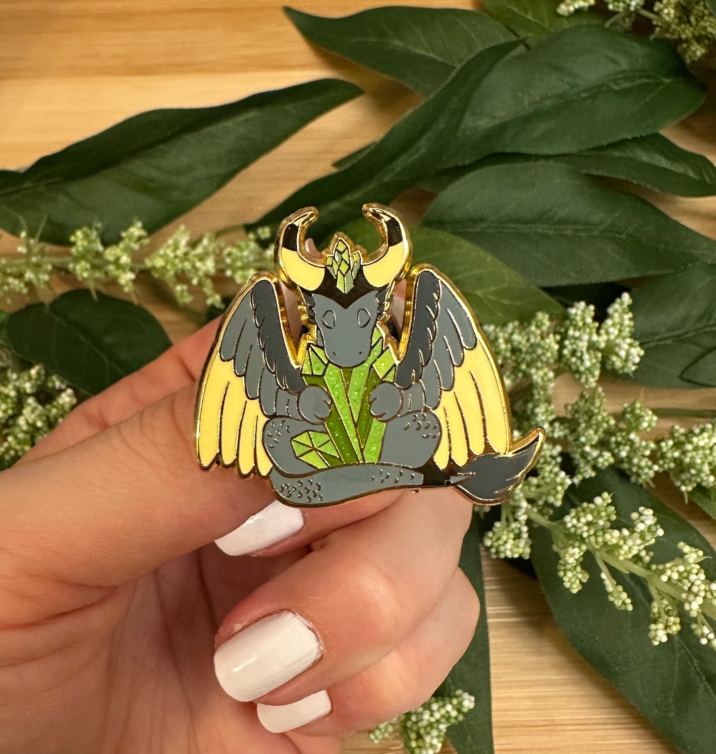 Peridot Dragon Enamel Pin