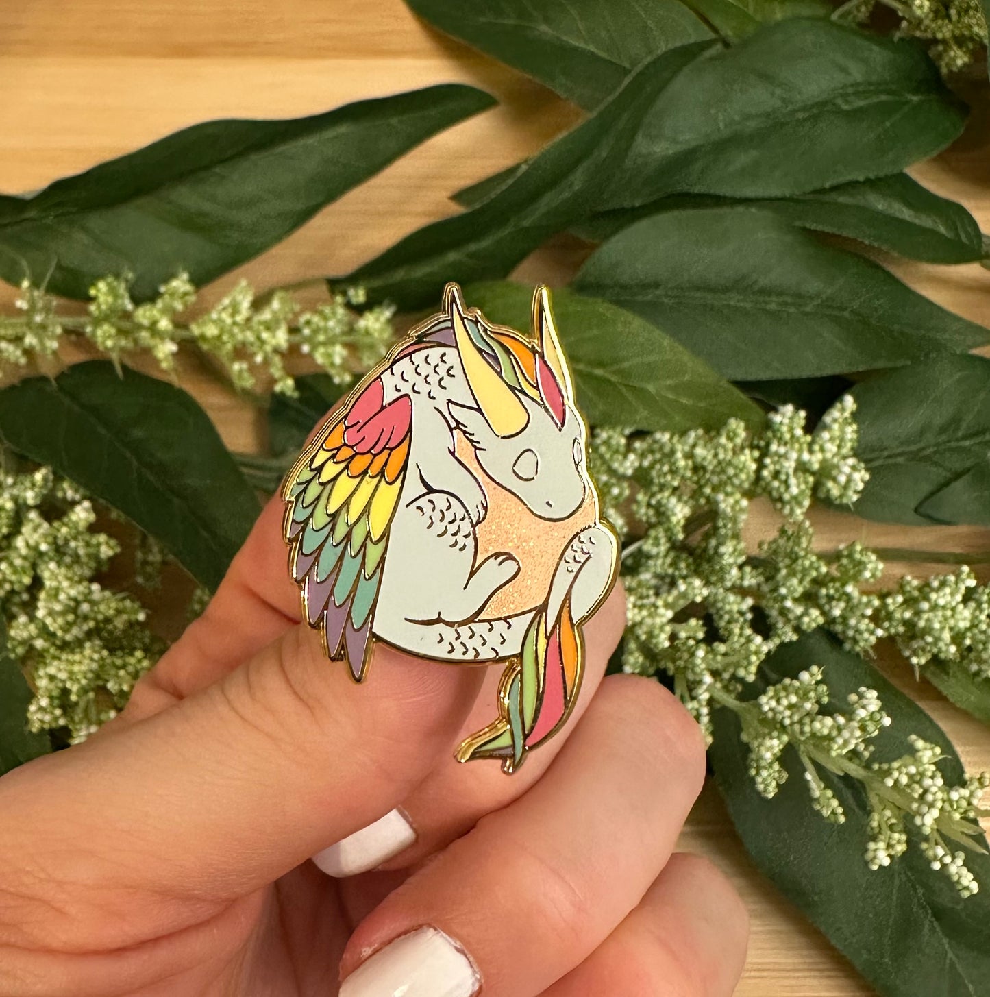 Opal Dragon Enamel Pin