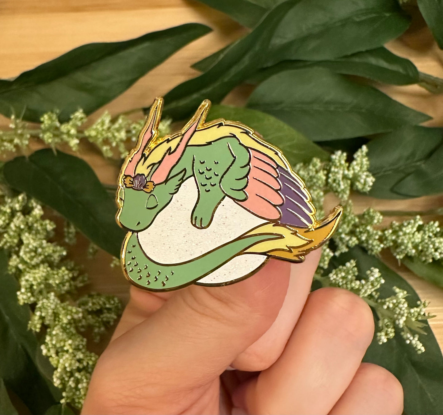 Pearl Dragon Enamel Pin