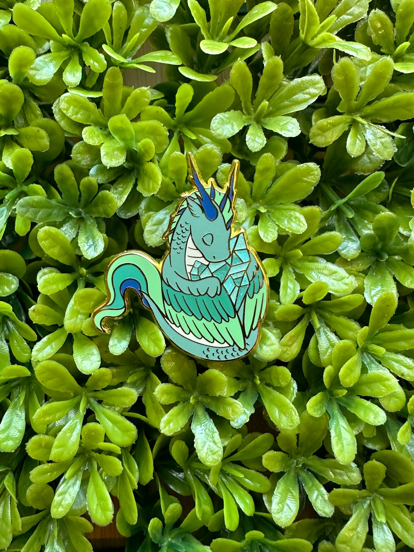 Aquamarine Dragon Enamel Pin