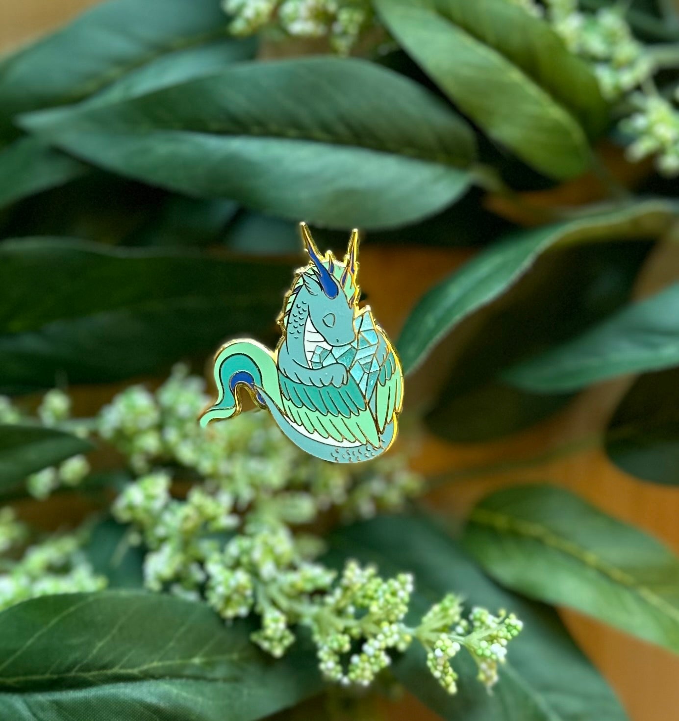 Aquamarine Dragon Enamel Pin