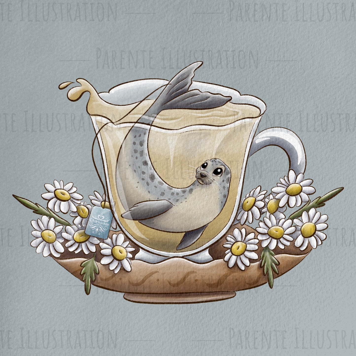 Tea Creatures Print: Seal