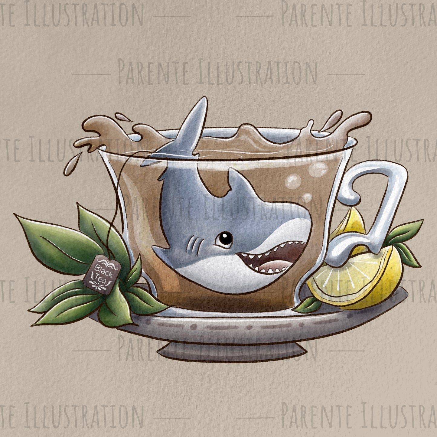 Tea Creatures Print: Shark