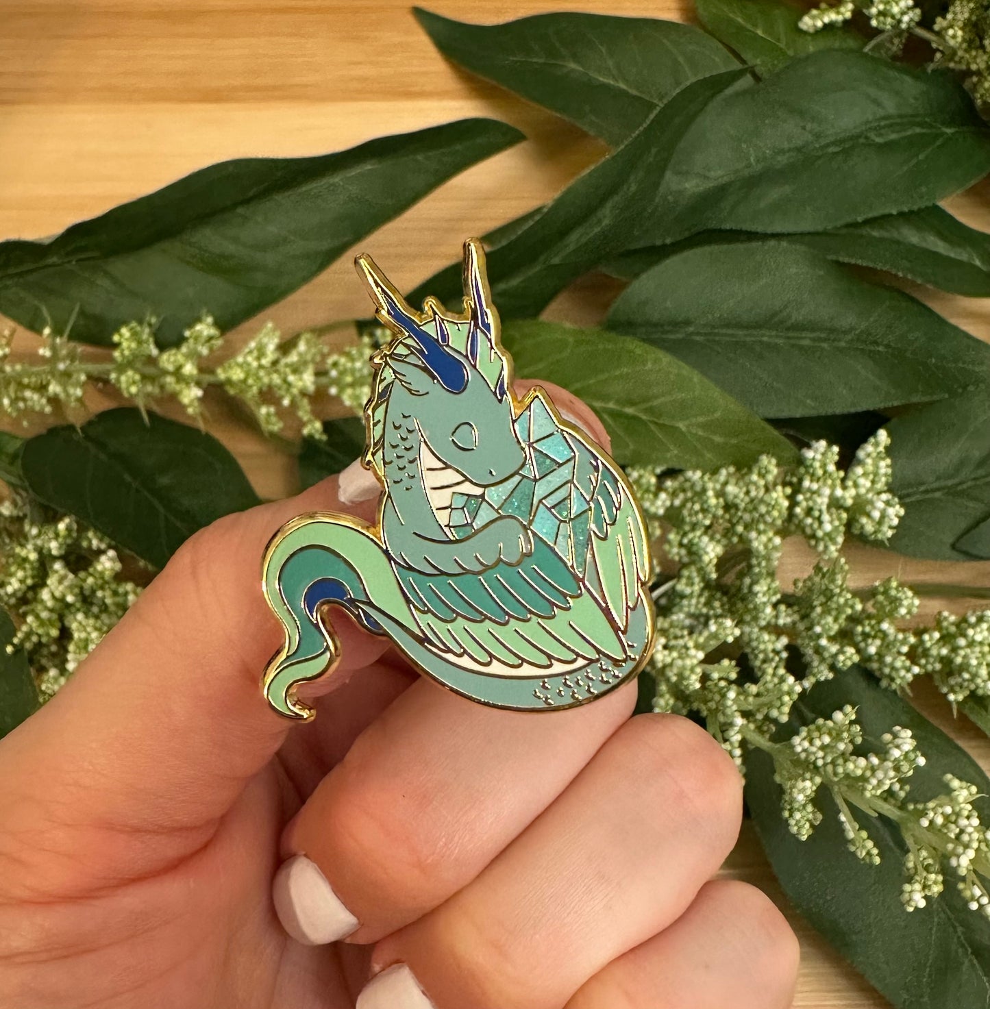 Aquamarine Dragon Enamel Pin