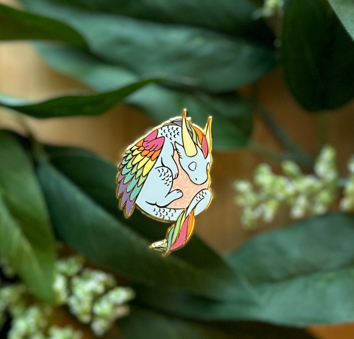 Opal Dragon Enamel Pin