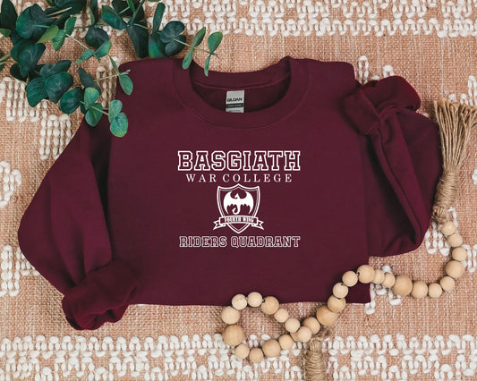 Embroidered Basgiath Unisex Sweatshirt with White Lettering