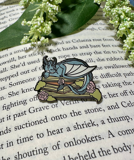 Sleepy Book Dragon Enamel Pin