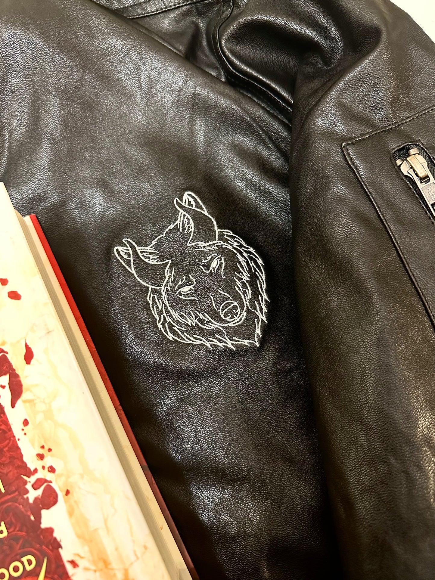 Embroidered Pack of Devils Leather Jacket
