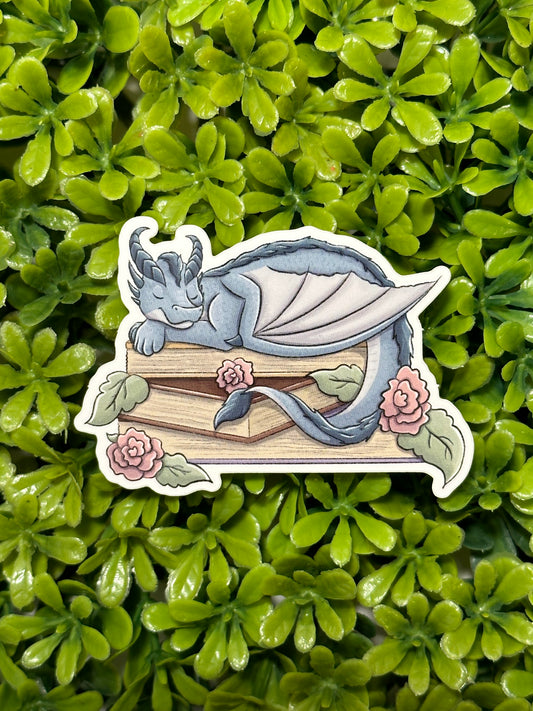 Sleepy Book Dragon Sticker