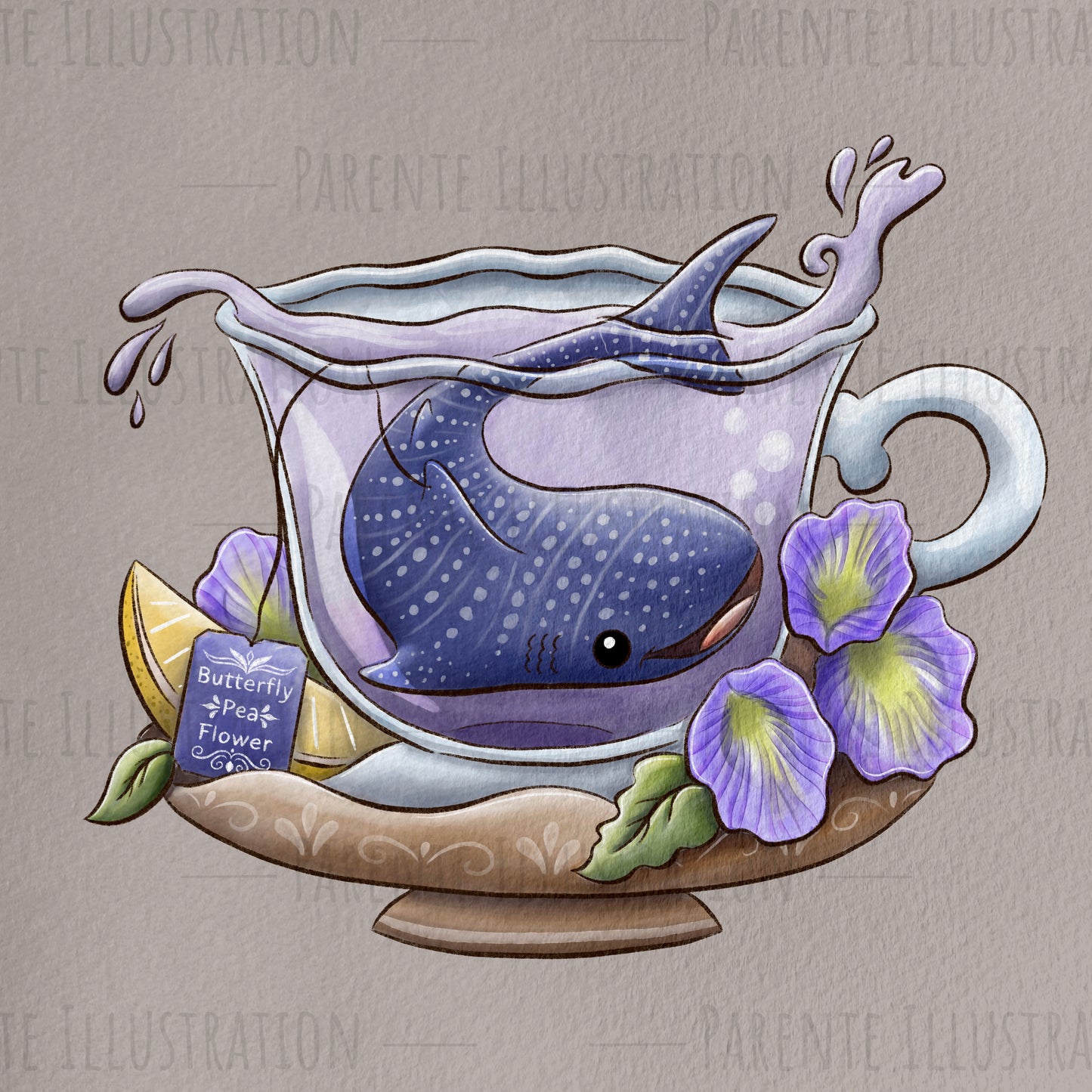 Tea Creatures Print: Whale