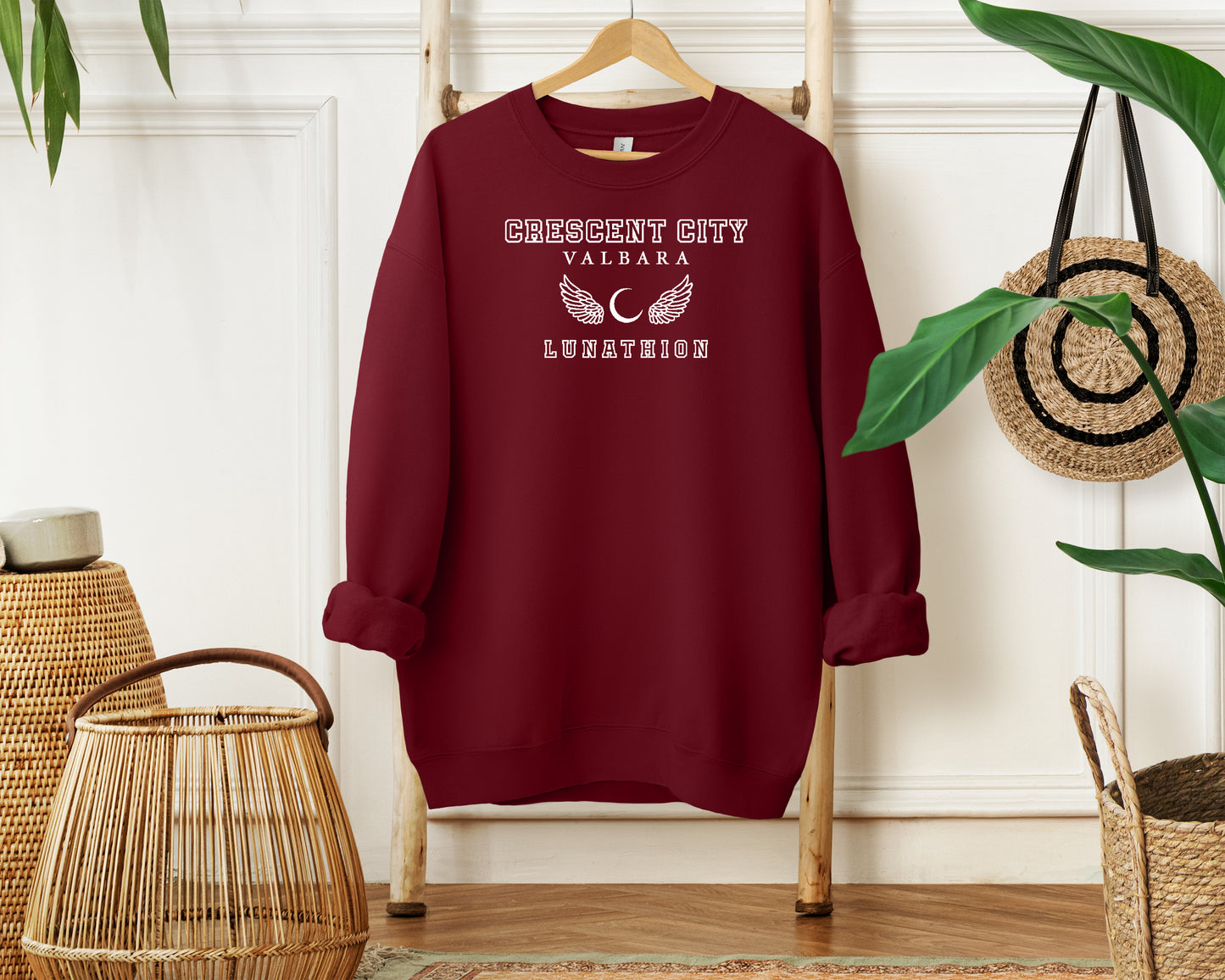 Embroidered Crescent City Unisex Sweatshirt with White Lettering