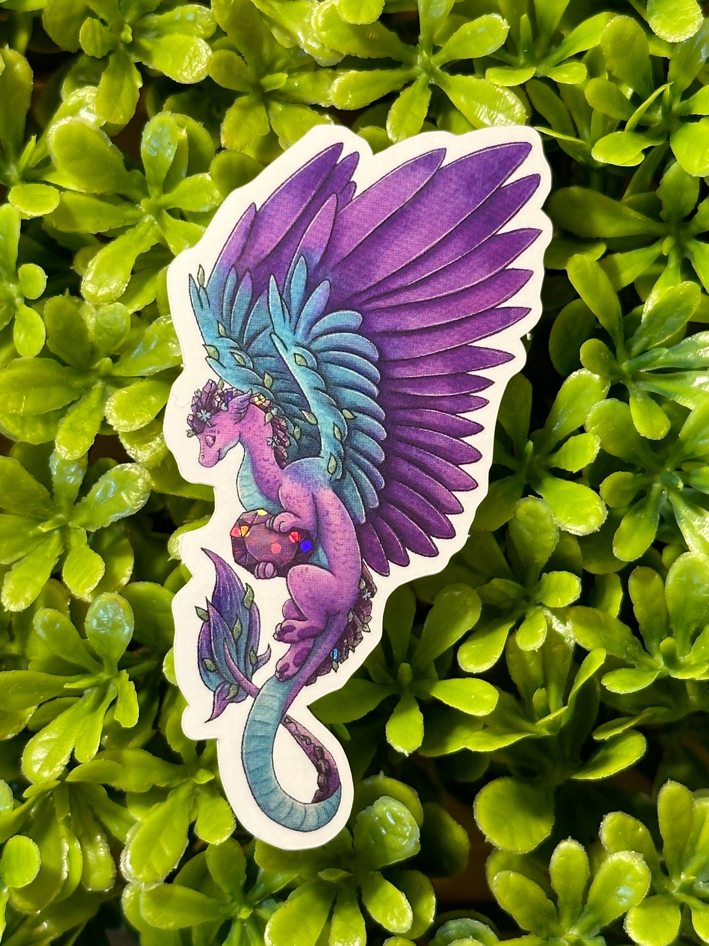 Glitter Amethyst Dragon Sticker