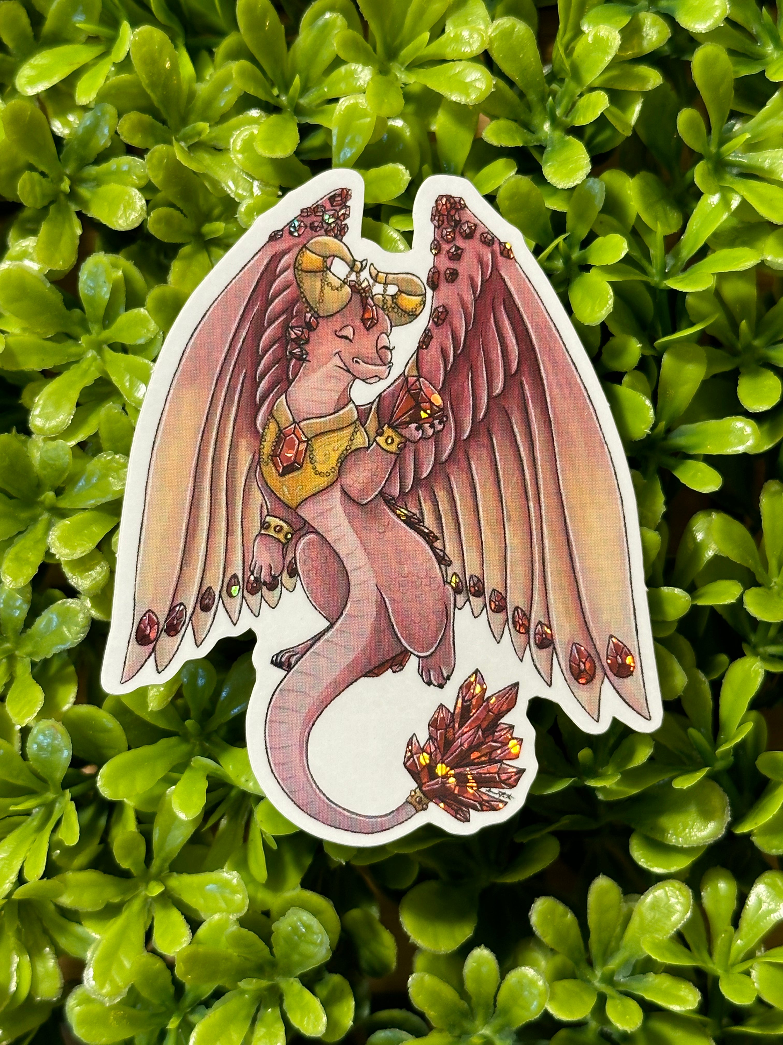Glitter Ruby Dragon Sticker – Parente Illustration