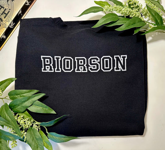 Embroidered Xaden Riorson Sweatshirt with Black Lettering