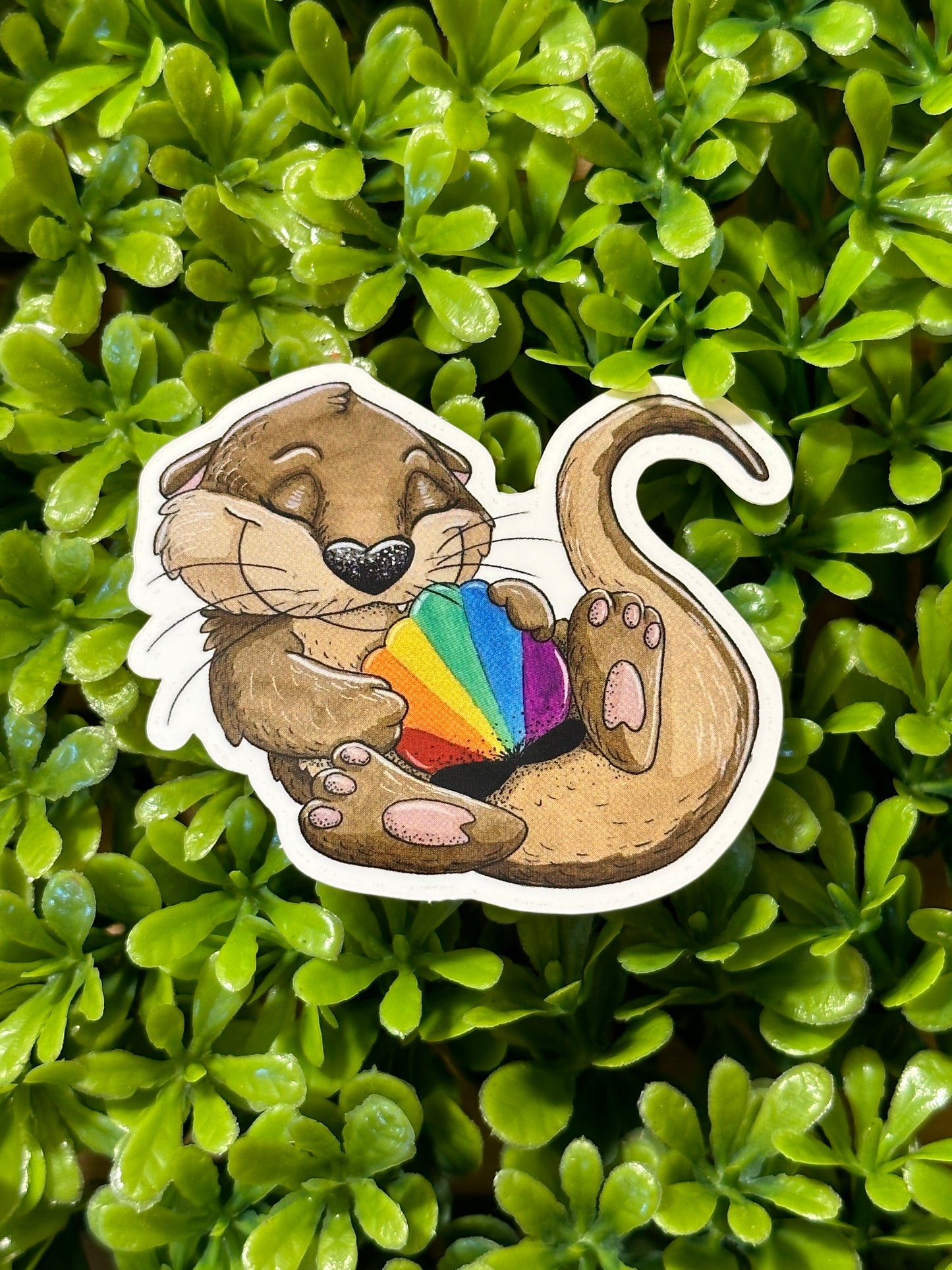 Rainbow Otter Sticker