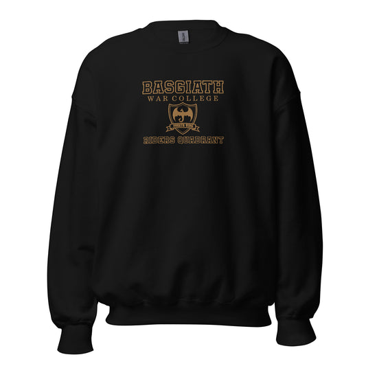 Emroidered Basgiath War College Sweatshirt with Gold Lettering