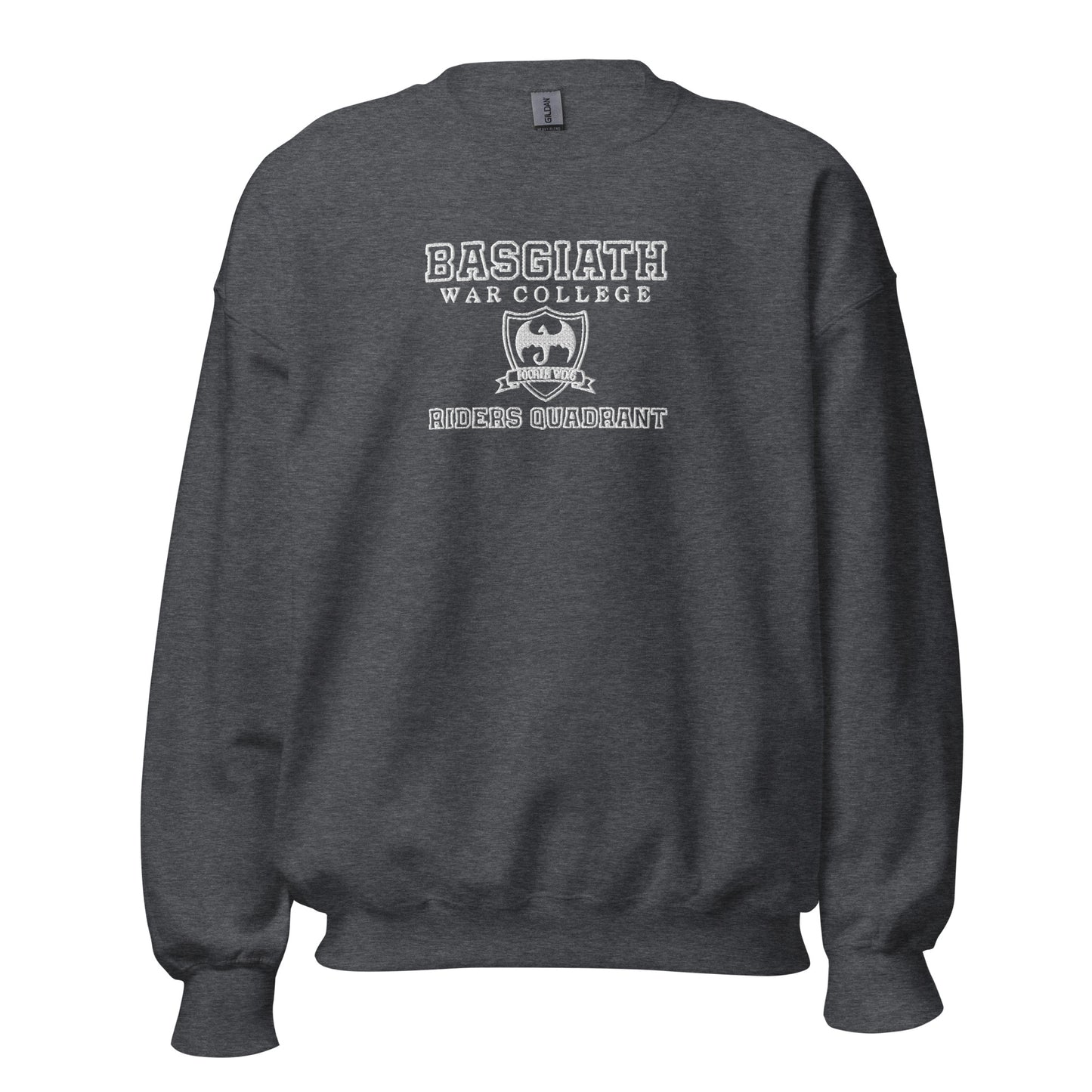 Embroidered Basgiath War College Unisex Sweatshirt with White Lettering No Back