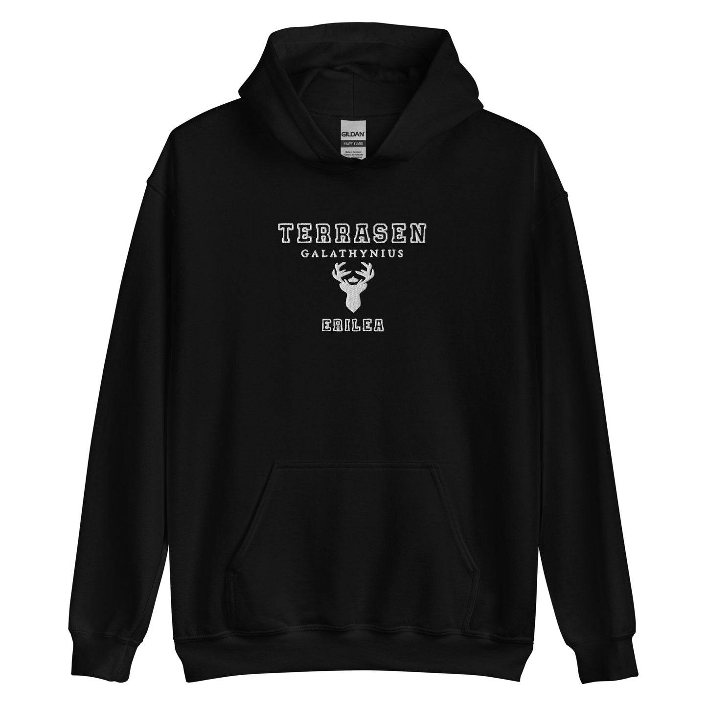 Embroidered Terrasen Unisex Hoodie With White Lettering