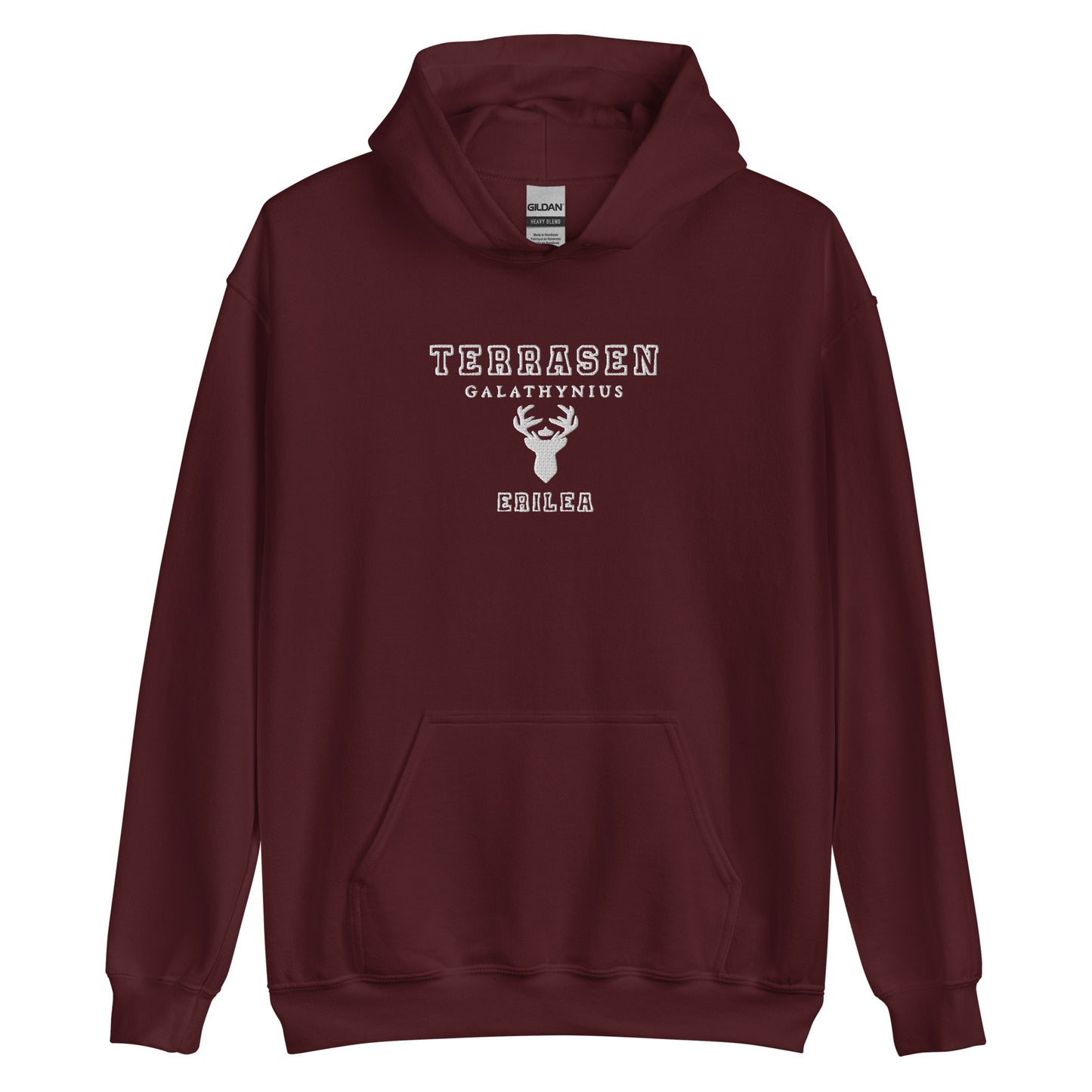 Embroidered Terrasen Unisex Hoodie With White Lettering