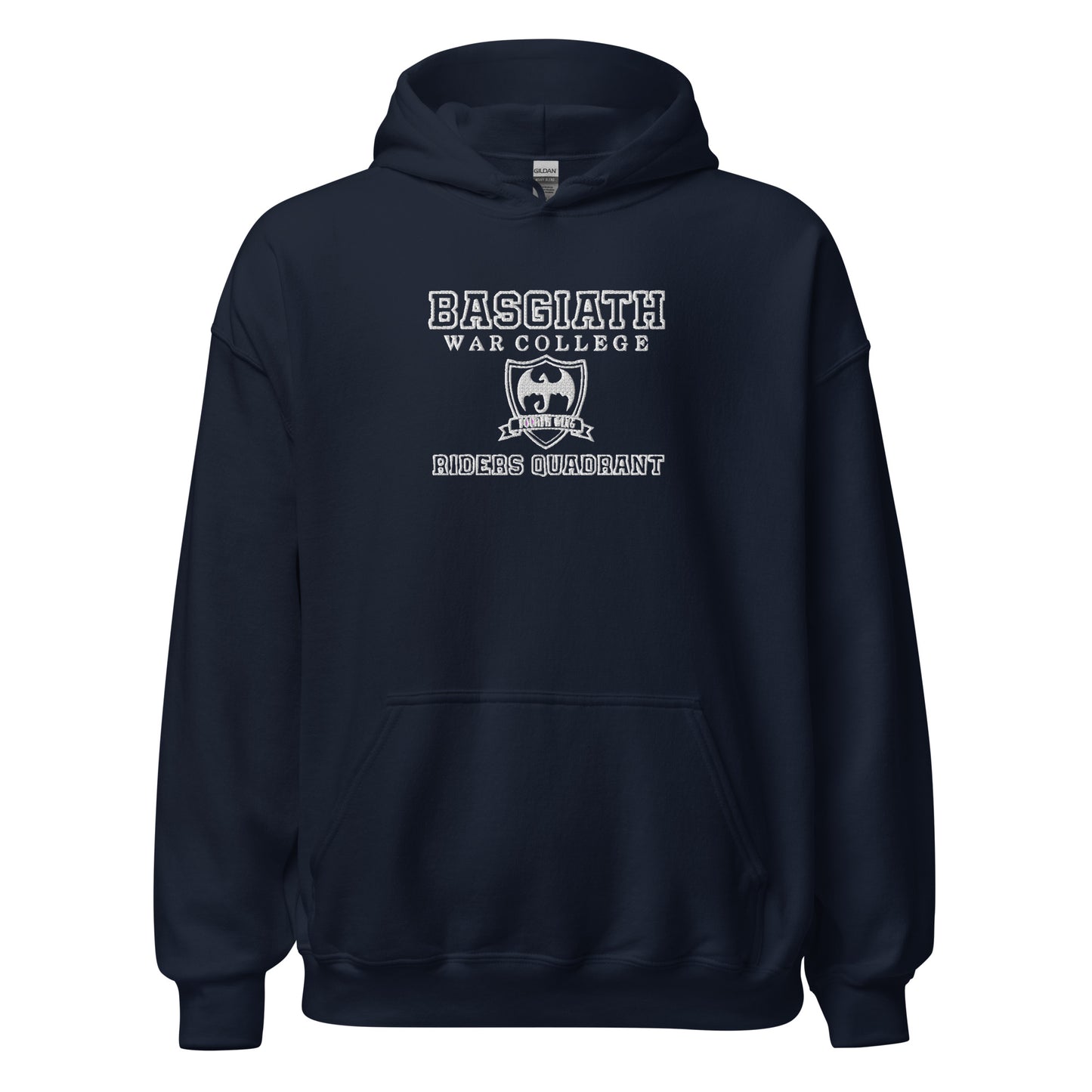 Embroidered Basgiath Unisex Hoodie With White Lettering