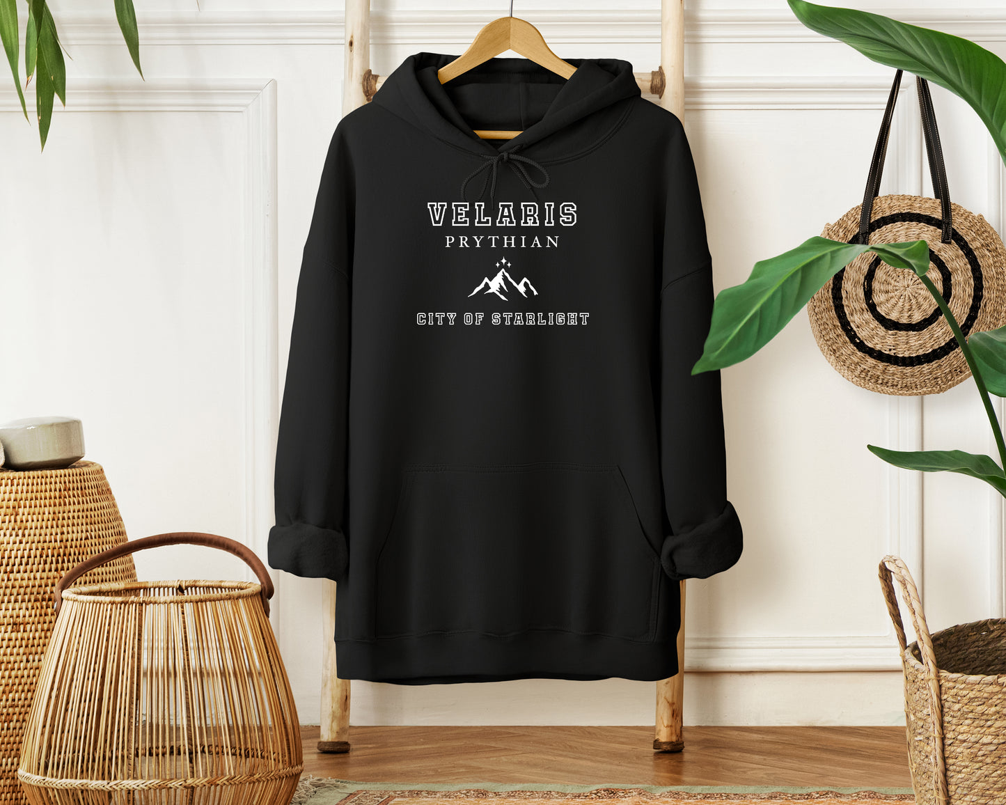 Embroidered Velaris Unisex Hoodie With White Lettering