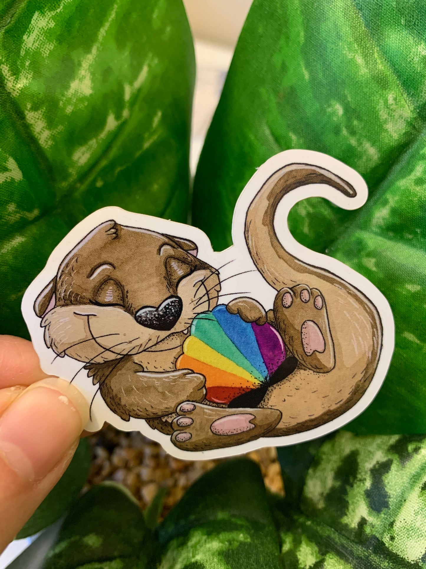 Rainbow Otter Sticker